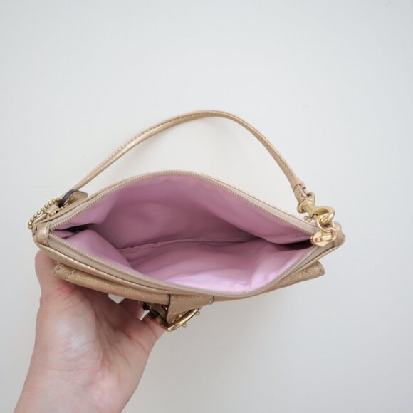 Coach Metallic Gold Wristlet with Buckle - Picture 5 of 6